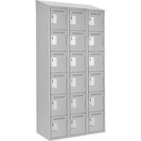 Clean Line Lockerette , 6 -tier, Bank of 3, 36" x 18" x 78", Steel, Grey, Rivet (Assembled) Ontario Safety Products