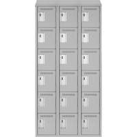Clean Line Lockerette , 6 -tier, Bank of 3, 36" x 18" x 78", Steel, Grey, Rivet (Assembled) Ontario Safety Products