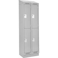 Clean Line Lockers, 2 -tier, Bank of 2, 24" x 18" x 82", Steel, Grey, Rivet (Assembled) Ontario Safety Products