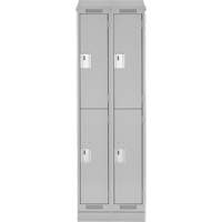 Clean Line Lockers, 2 -tier, Bank of 2, 24" x 18" x 82", Steel, Grey, Rivet (Assembled) Ontario Safety Products