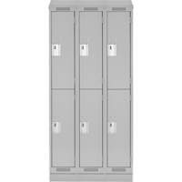 Clean Line Lockers, 2 -tier, Bank of 3, 36" x 18" x 82", Steel, Grey, Rivet (Assembled) Ontario Safety Products