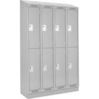 Clean Line Lockers, 2 -tier, Bank of 4, 48" x 18" x 82", Steel, Grey, Rivet (Assembled) Ontario Safety Products
