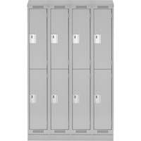 Clean Line Lockers, 2 -tier, Bank of 4, 48" x 18" x 82", Steel, Grey, Rivet (Assembled) Ontario Safety Products