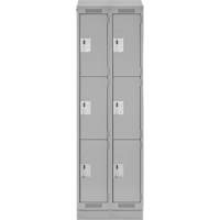 Clean Line Lockers, 3 -tier, Bank of 2, 24" x 18" x 82", Steel, Grey, Rivet (Assembled) Ontario Safety Products