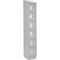 Clean Line Lockerette, 6 -tier, 12" x 18" x 82", Steel, Grey, Rivet (Assembled) Ontario Safety Products