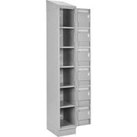 Clean Line Lockerette, 6 -tier, Bank of 4, 48" x 18" x 82", Steel, Grey, Rivet (Assembled) Ontario Safety Products