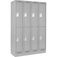 Clean Line Lockers, 2 -tier, Bank of 4, 48" x 18" x 76", Steel, Grey, Rivet (Assembled) Ontario Safety Products