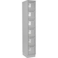 Clean Line Lockerette, 6 -tier, 12" x 18" x 76", Steel, Grey, Rivet (Assembled) Ontario Safety Products