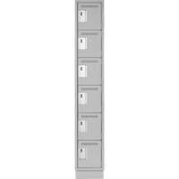 Clean Line Lockerette, 6 -tier, 12" x 18" x 76", Steel, Grey, Rivet (Assembled) Ontario Safety Products