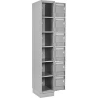 Clean Line Lockerette, 6 -tier, Bank of 4, 48" x 18" x 76", Steel, Grey, Rivet (Assembled) Ontario Safety Products