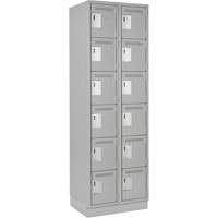 Clean Line Lockerette, 6 -tier, Bank of 2, 24" x 18" x 76", Steel, Grey, Rivet (Assembled) Ontario Safety Products