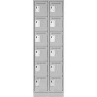 Clean Line Lockerette, 6 -tier, Bank of 2, 24" x 18" x 76", Steel, Grey, Rivet (Assembled) Ontario Safety Products