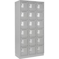 Clean Line Lockerette, 6 -tier, Bank of 3, 36" x 18" x 76", Steel, Grey, Rivet (Assembled) Ontario Safety Products