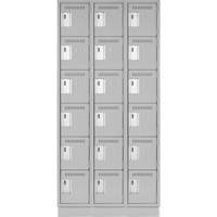 Clean Line Lockerette, 6 -tier, Bank of 3, 36" x 18" x 76", Steel, Grey, Rivet (Assembled) Ontario Safety Products