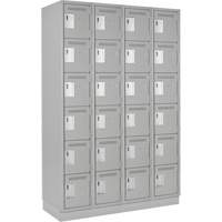 Clean Line Lockerette, 6 -tier, Bank of 4, 48" x 18" x 76", Steel, Grey, Rivet (Assembled) Ontario Safety Products