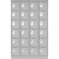 Clean Line Lockerette, 6 -tier, Bank of 4, 48" x 18" x 76", Steel, Grey, Rivet (Assembled) Ontario Safety Products