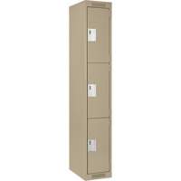 Clean Line Lockers, 3 -tier, 12" x 18" x 72", Steel, Beige, Rivet (Assembled) Ontario Safety Products