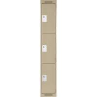 Clean Line Lockers, 3 -tier, 12" x 18" x 72", Steel, Beige, Rivet (Assembled) Ontario Safety Products