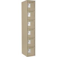 Clean Line Lockerette, 6 -tier, 12" x 18" x 72", Steel, Beige, Rivet (Assembled) Ontario Safety Products