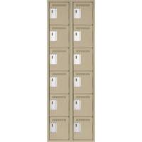 Clean Line Lockerette, 6 -tier, Bank of 2, 24" x 18" x 72", Steel, Beige, Rivet (Assembled) Ontario Safety Products