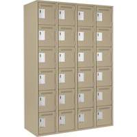 Clean Line Lockerette, 6 -tier, Bank of 4, 48" x 18" x 72", Steel, Beige, Rivet (Assembled) Ontario Safety Products