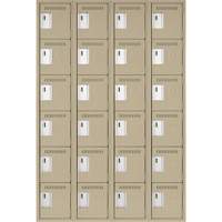 Clean Line Lockerette, 6 -tier, Bank of 4, 48" x 18" x 72", Steel, Beige, Rivet (Assembled) Ontario Safety Products