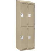 Clean Line Lockers, 2 -tier, Bank of 2, 24" x 18" x 78", Steel, Beige, Rivet (Assembled) Ontario Safety Products