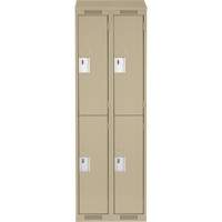 Clean Line Lockers, 2 -tier, Bank of 2, 24" x 18" x 78", Steel, Beige, Rivet (Assembled) Ontario Safety Products