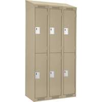 Clean Line Lockers, 2 -tier, Bank of 3, 36" x 18" x 78", Steel, Beige, Rivet (Assembled) Ontario Safety Products