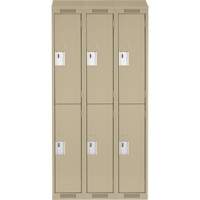 Clean Line Lockers, 2 -tier, Bank of 3, 36" x 18" x 78", Steel, Beige, Rivet (Assembled) Ontario Safety Products