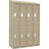 Clean Line Lockers, 2 -tier, Bank of 4, 48" x 18" x 78", Steel, Beige, Rivet (Assembled) Ontario Safety Products