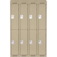 Clean Line Lockers, 2 -tier, Bank of 4, 48" x 18" x 78", Steel, Beige, Rivet (Assembled) Ontario Safety Products