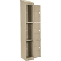 Clean Line Lockers, 3 -tier, Bank of 4, 48" x 18" x 78", Steel, Beige, Rivet (Assembled) Ontario Safety Products