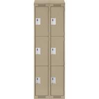 Clean Line Lockers, 3 -tier, Bank of 2, 24" x 18" x 78", Steel, Beige, Rivet (Assembled) Ontario Safety Products
