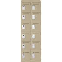 Clean Line Lockerette, 6 -tier, Bank of 2, 24" x 18" x 78", Steel, Beige, Rivet (Assembled) Ontario Safety Products