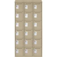 Clean Line Lockerette, 6 -tier, Bank of 3, 36" x 18" x 78", Steel, Beige, Rivet (Assembled) Ontario Safety Products