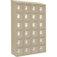 Clean Line Lockerette, 6 -tier, Bank of 4, 48" x 18" x 78", Steel, Beige, Rivet (Assembled) Ontario Safety Products