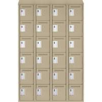 Clean Line Lockerette, 6 -tier, Bank of 4, 48" x 18" x 78", Steel, Beige, Rivet (Assembled) Ontario Safety Products