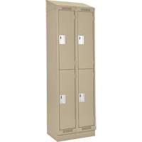 Clean Line Lockers, 2 -tier, Bank of 2, 24" x 18" x 82", Steel, Beige, Rivet (Assembled) Ontario Safety Products