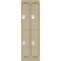 Clean Line Lockers, 2 -tier, Bank of 2, 24" x 18" x 82", Steel, Beige, Rivet (Assembled) Ontario Safety Products