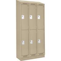 Clean Line Lockers, 2 -tier, Bank of 3, 36" x 18" x 82", Steel, Beige, Rivet (Assembled) Ontario Safety Products