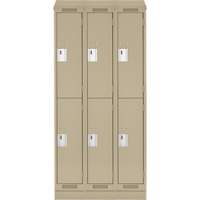 Clean Line Lockers, 2 -tier, Bank of 3, 36" x 18" x 82", Steel, Beige, Rivet (Assembled) Ontario Safety Products
