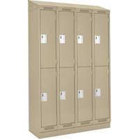 Clean Line Lockers, 2 -tier, Bank of 4, 48" x 18" x 82", Steel, Beige, Rivet (Assembled) Ontario Safety Products