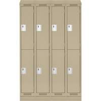 Clean Line Lockers, 2 -tier, Bank of 4, 48" x 18" x 82", Steel, Beige, Rivet (Assembled) Ontario Safety Products