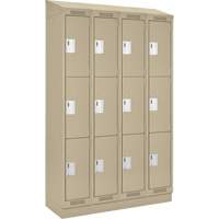 Clean Line Lockers, 3 -tier, Bank of 4, 48" x 18" x 82", Steel, Beige, Rivet (Assembled) Ontario Safety Products