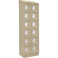 Clean Line Lockerette , 6 -tier, Bank of 2, 24" x 18" x 82", Steel, Beige, Rivet (Assembled) Ontario Safety Products
