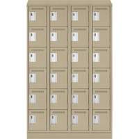 Clean Line Lockerette , 6 -tier, Bank of 4, 48" x 18" x 82", Steel, Beige, Rivet (Assembled) Ontario Safety Products