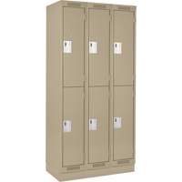 Clean Line Lockers, 2 -tier, Bank of 3, 36" x 18" x 76", Steel, Beige, Rivet (Assembled) Ontario Safety Products