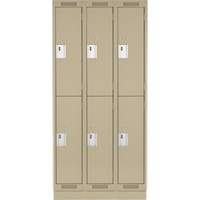 Clean Line Lockers, 2 -tier, Bank of 3, 36" x 18" x 76", Steel, Beige, Rivet (Assembled) Ontario Safety Products