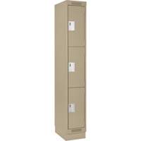 Clean Line Lockers, 3 -tier, 12" x 18" x 76", Steel, Beige, Rivet (Assembled) Ontario Safety Products